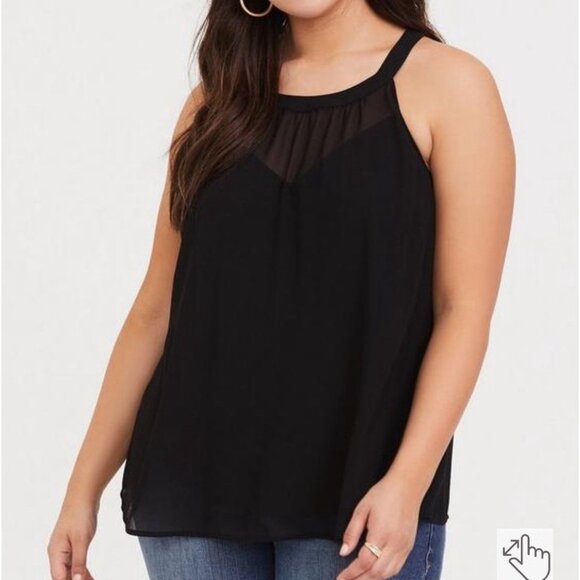 Torrid Tops - Torrid Size 6xl Black Babydoll Chiffon Goddess Neck Tank